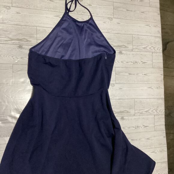 Shein Navy Blue Halter Skater Dress Lace Waist Detail Women’s Size Small - Picture 3 of 5